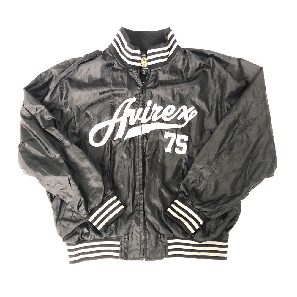 Avirex Men's Windbreaker Black Jacket Size X-Large
